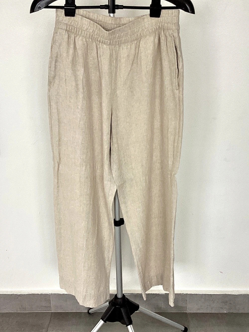 Old Navy High-Waisted Linen-Blend Wide-Leg Pants Beige Medium